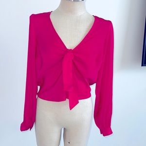 New! Fuchsia Cropped length blouse/Shirt